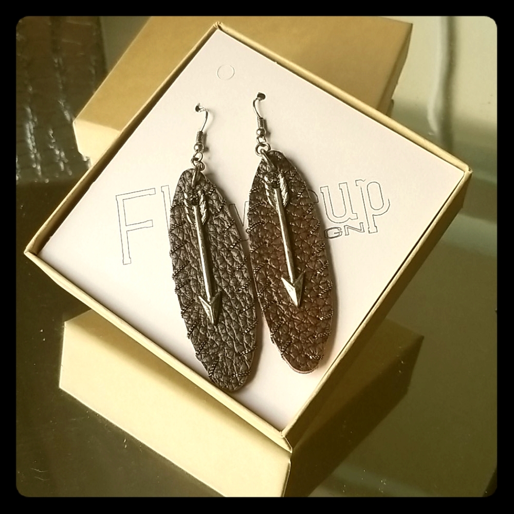 Bohemian Faux Leather Arrow Earrings